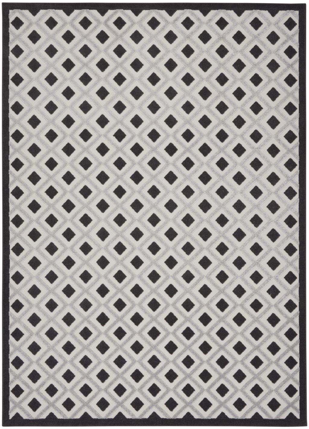 6' X 9' Black And White Indoor Outdoor Area Rug-Outdoor Rugs-DECOROLALA