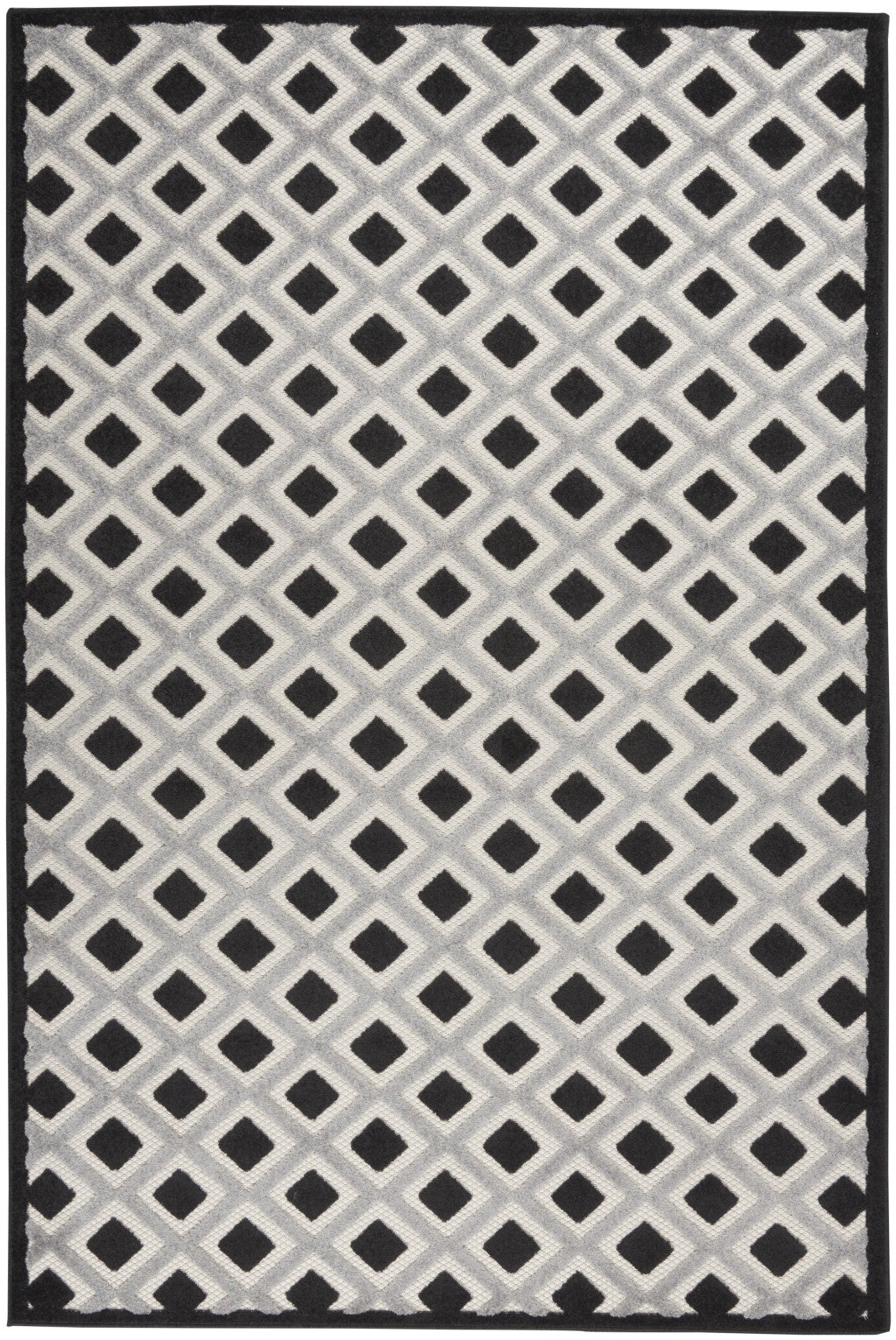 6' X 9' Black And White Indoor Outdoor Area Rug-Outdoor Rugs-DECOROLALA