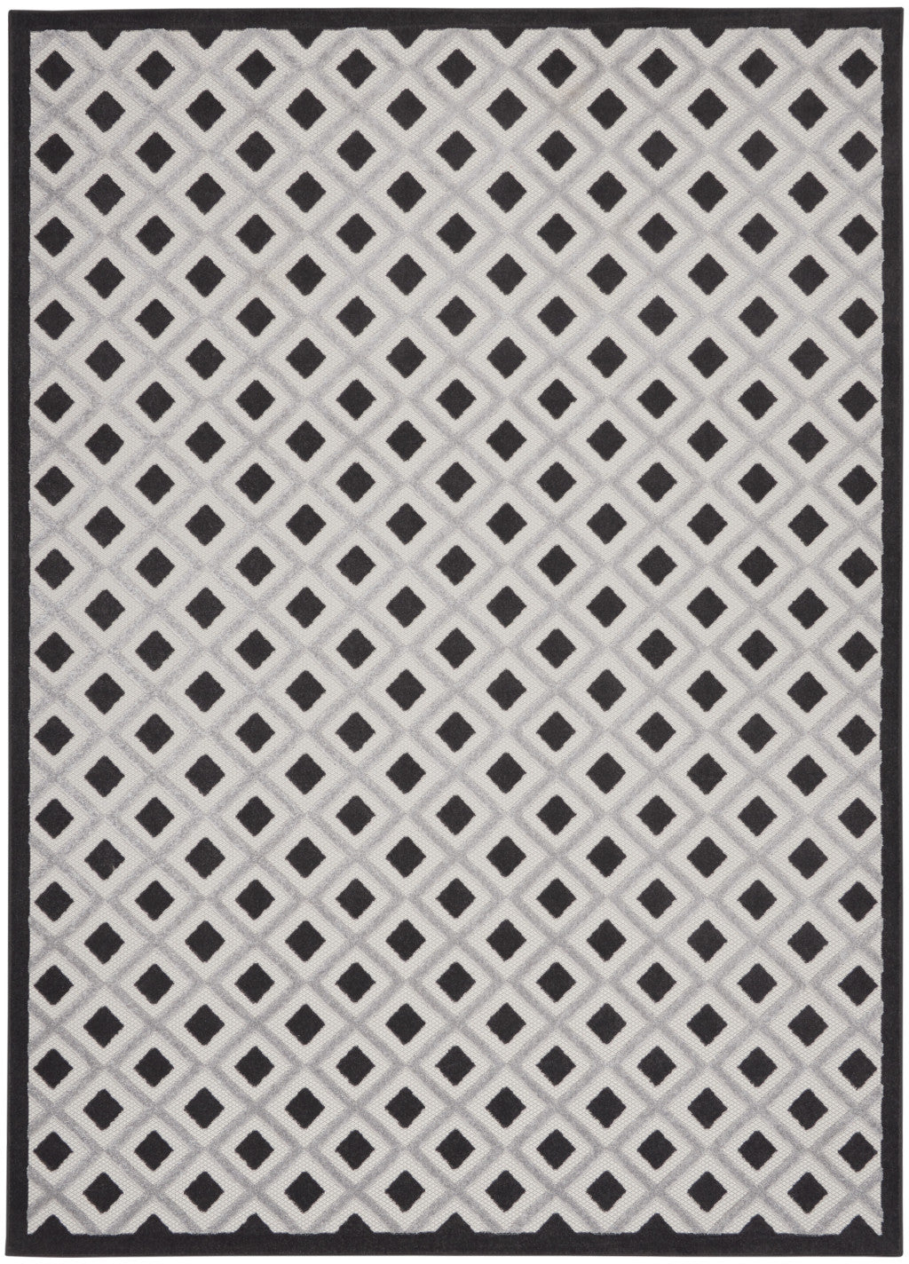 6' X 9' Black And White Indoor Outdoor Area Rug-Outdoor Rugs-DECOROLALA
