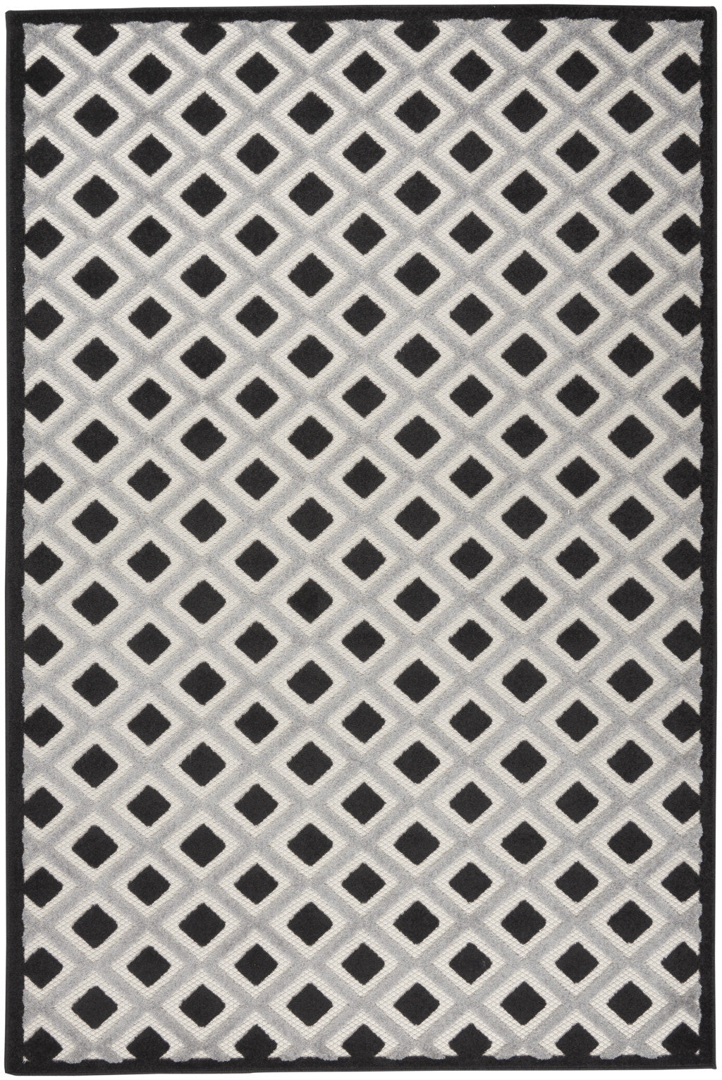 6' X 9' Black And White Indoor Outdoor Area Rug-Outdoor Rugs-DECOROLALA