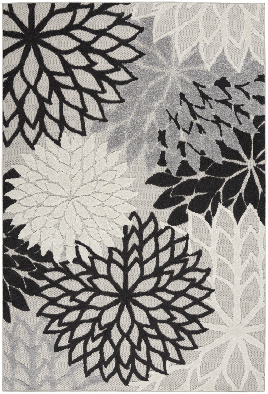 6' X 9' Black And White Indoor Outdoor Area Rug-Outdoor Rugs-DECOROLALA