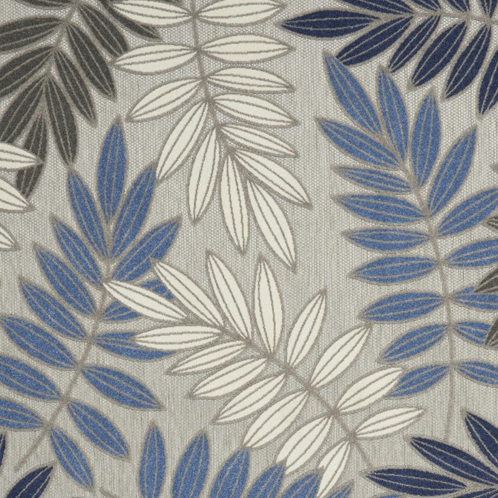 6' X 9' Blue And Gray Floral Indoor Outdoor Area Rug-Outdoor Rugs-DECOROLALA