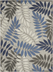 6' X 9' Blue And Gray Floral Indoor Outdoor Area Rug-Outdoor Rugs-DECOROLALA