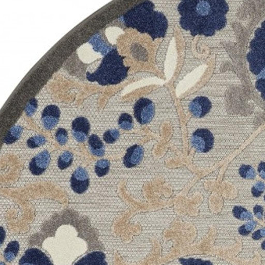 6' X 9' Blue And Gray Indoor Outdoor Area Rug-Outdoor Rugs-DECOROLALA