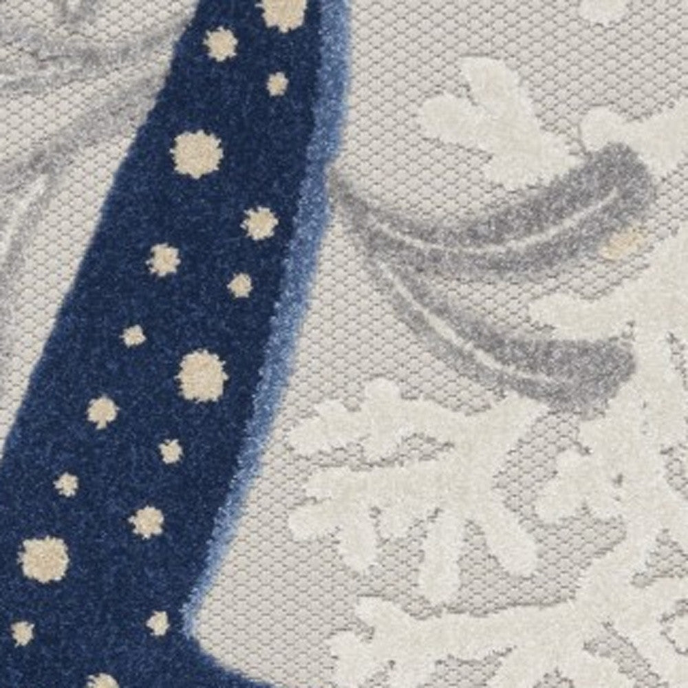 6' X 9' Blue And Gray Indoor Outdoor Area Rug-Outdoor Rugs-DECOROLALA