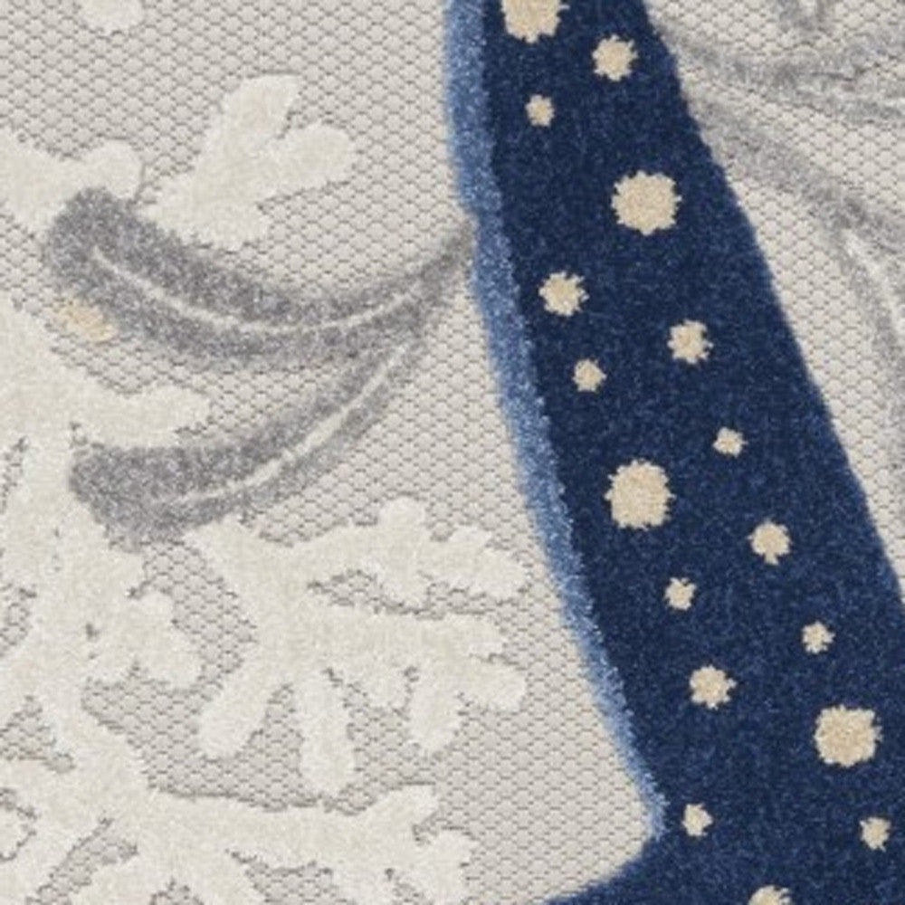 6' X 9' Blue And Gray Indoor Outdoor Area Rug-Outdoor Rugs-DECOROLALA