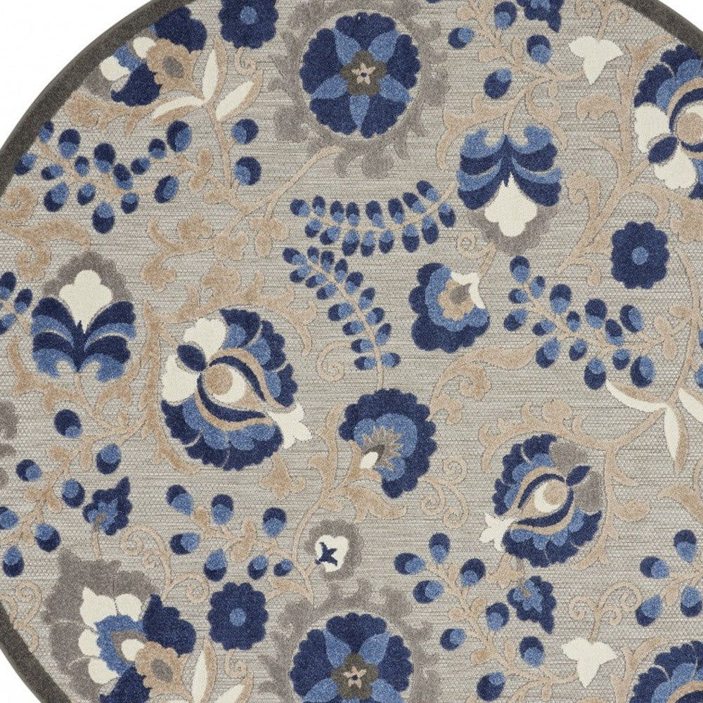 6' X 9' Blue And Gray Indoor Outdoor Area Rug-Outdoor Rugs-DECOROLALA