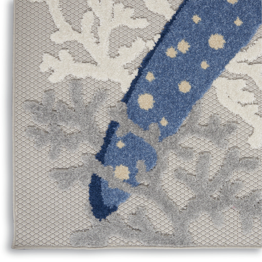 6' X 9' Blue And Gray Indoor Outdoor Area Rug-Outdoor Rugs-DECOROLALA