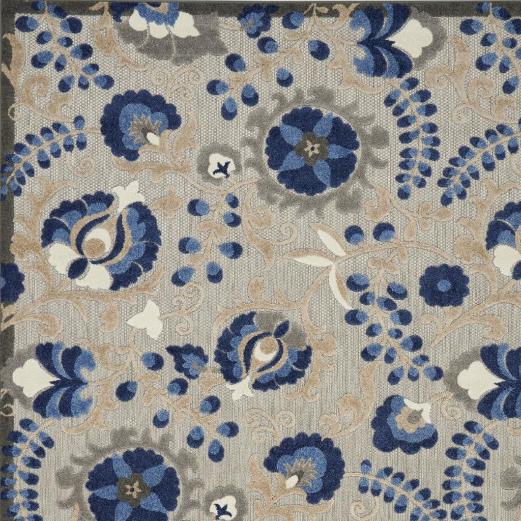 6' X 9' Blue And Gray Indoor Outdoor Area Rug-Outdoor Rugs-DECOROLALA