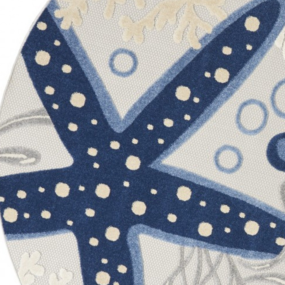 6' X 9' Blue And Gray Indoor Outdoor Area Rug-Outdoor Rugs-DECOROLALA