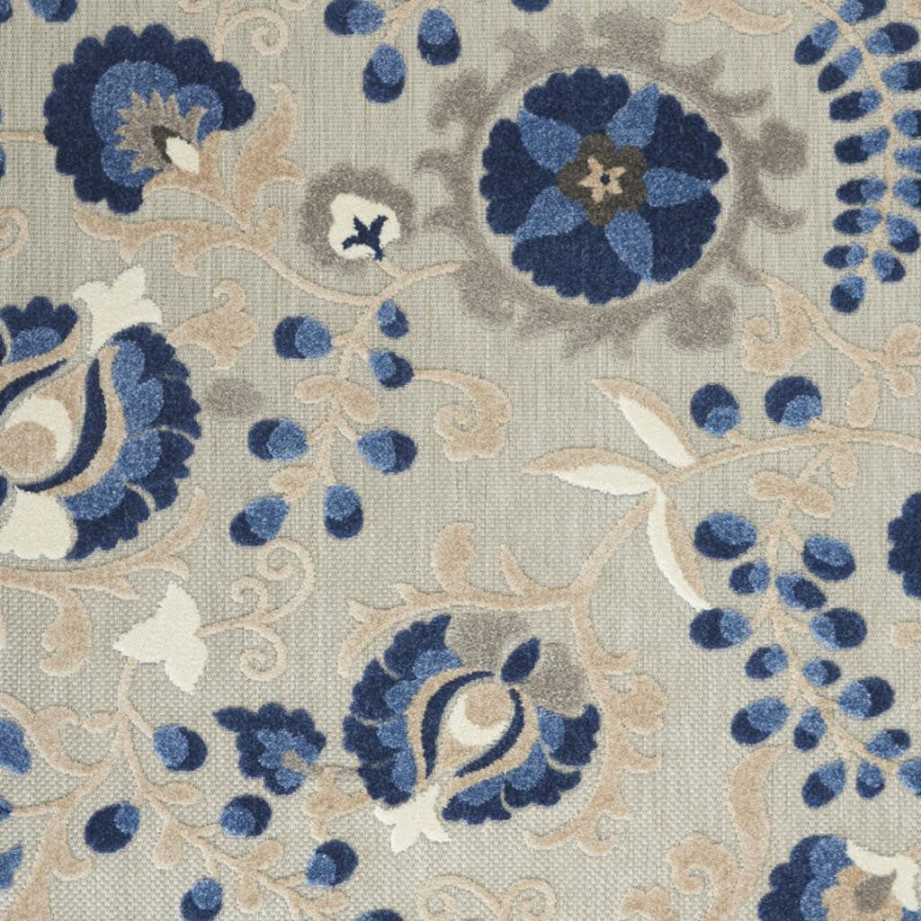 6' X 9' Blue And Gray Indoor Outdoor Area Rug-Outdoor Rugs-DECOROLALA