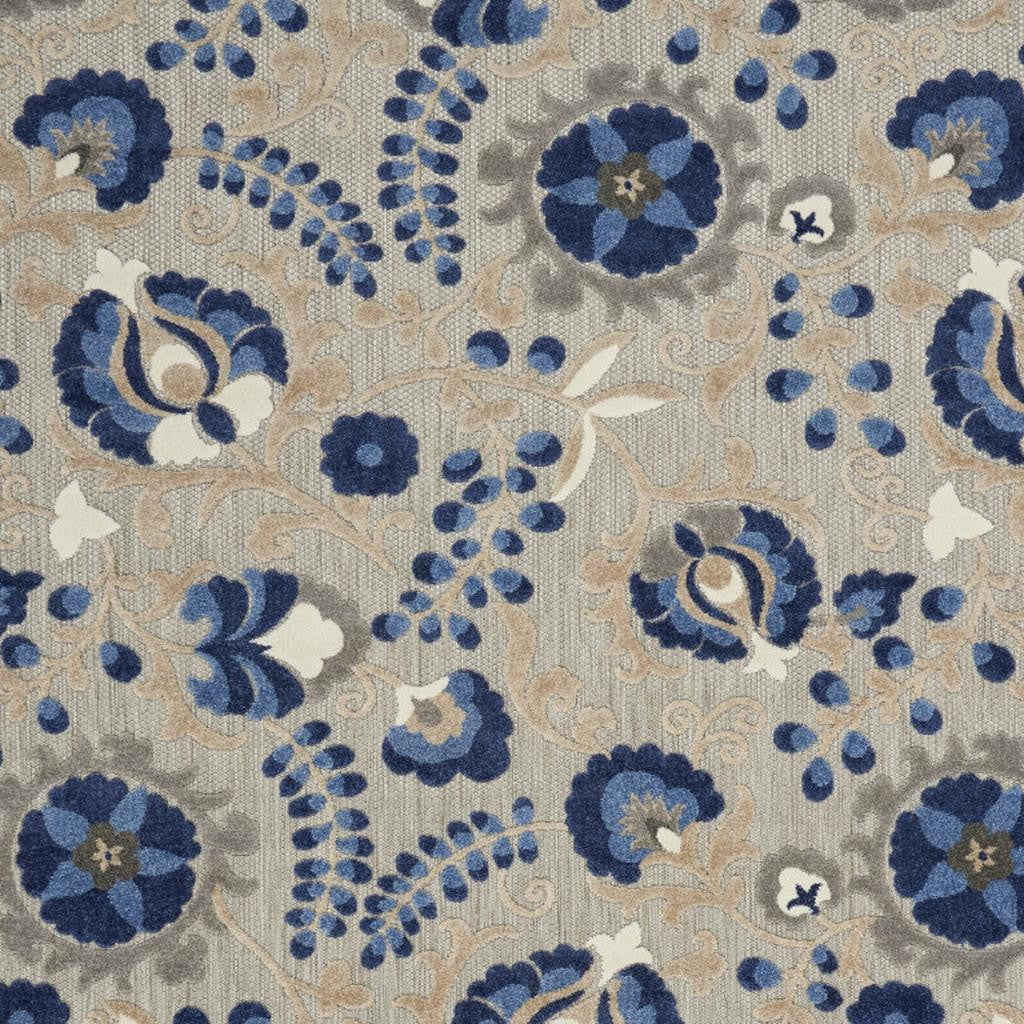 6' X 9' Blue And Gray Indoor Outdoor Area Rug-Outdoor Rugs-DECOROLALA