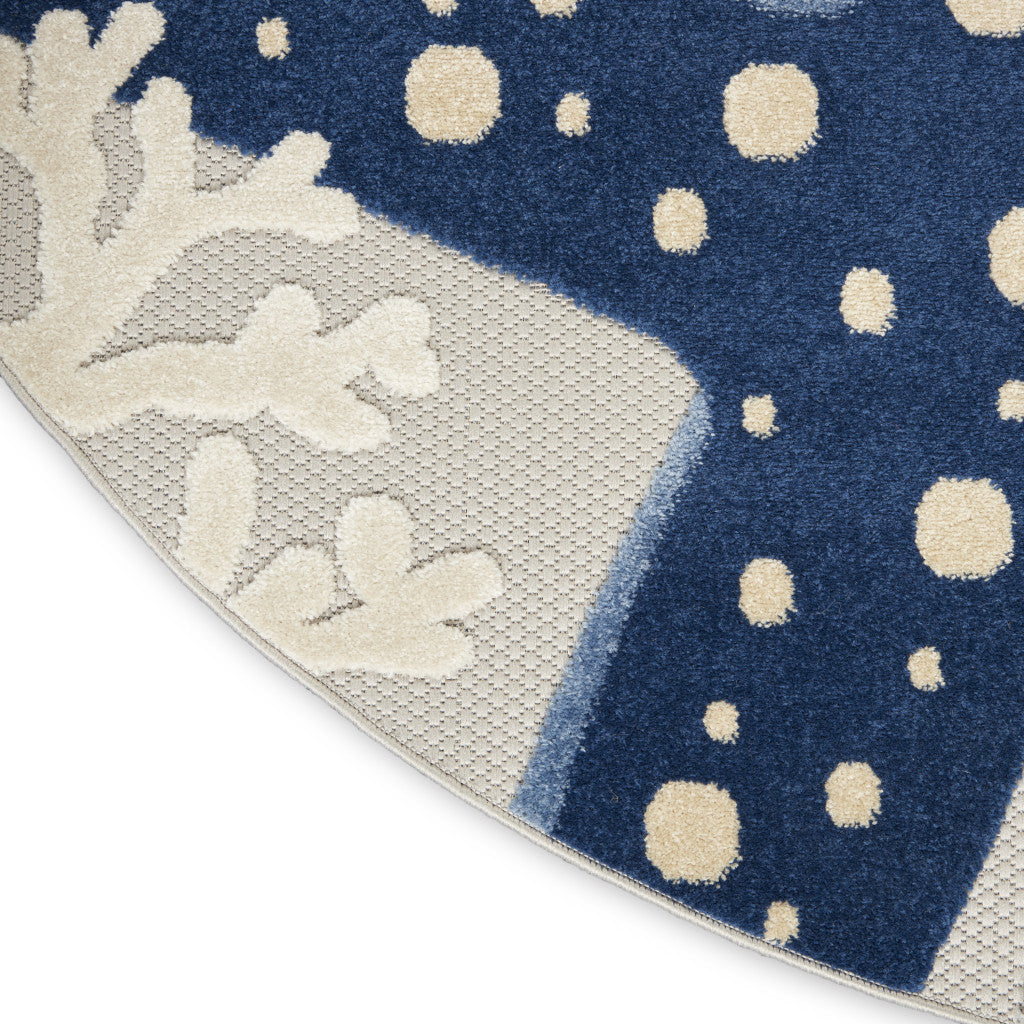 6' X 9' Blue And Gray Indoor Outdoor Area Rug-Outdoor Rugs-DECOROLALA