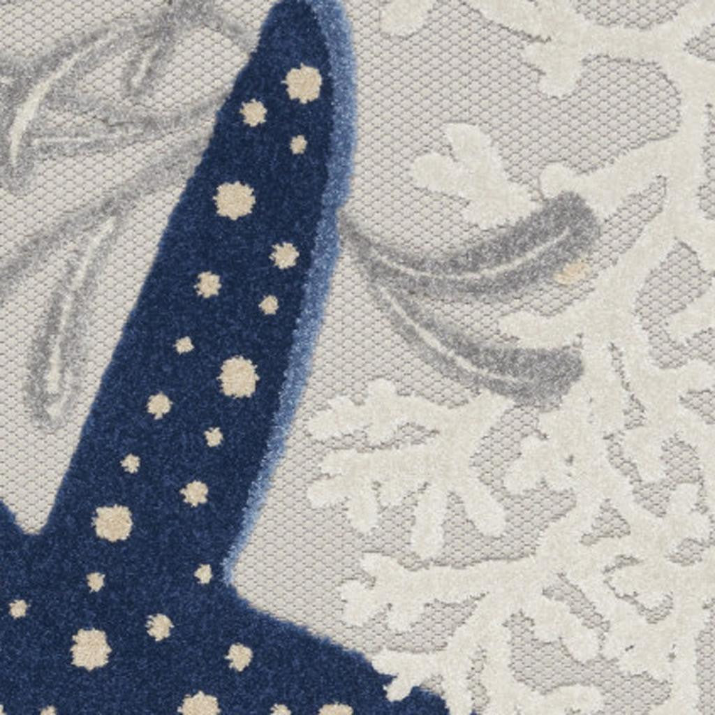 6' X 9' Blue And Gray Indoor Outdoor Area Rug-Outdoor Rugs-DECOROLALA