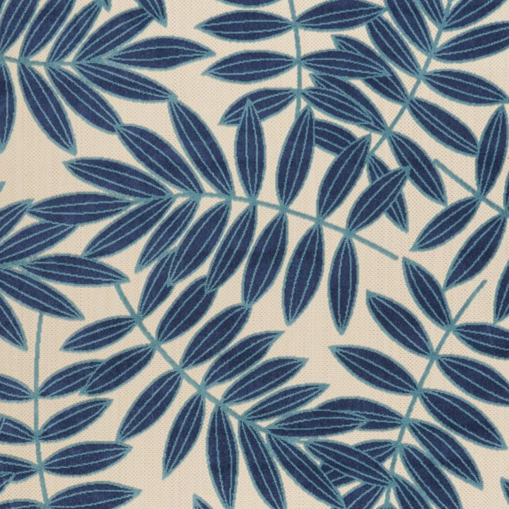 6' X 9' Blue And Ivory Floral Indoor Outdoor Area Rug-Outdoor Rugs-DECOROLALA