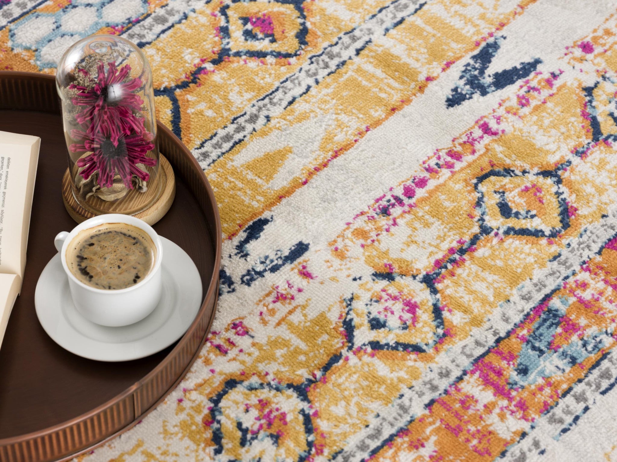 6' X 9' Gold and Ivory Southwestern Area Rug-Area Rugs-DECOROLALA