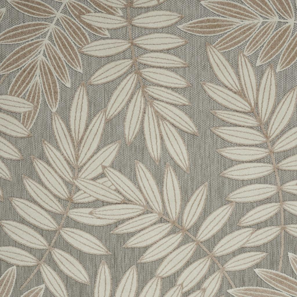6' X 9' Gray And Ivory Floral Indoor Outdoor Area Rug-Outdoor Rugs-DECOROLALA