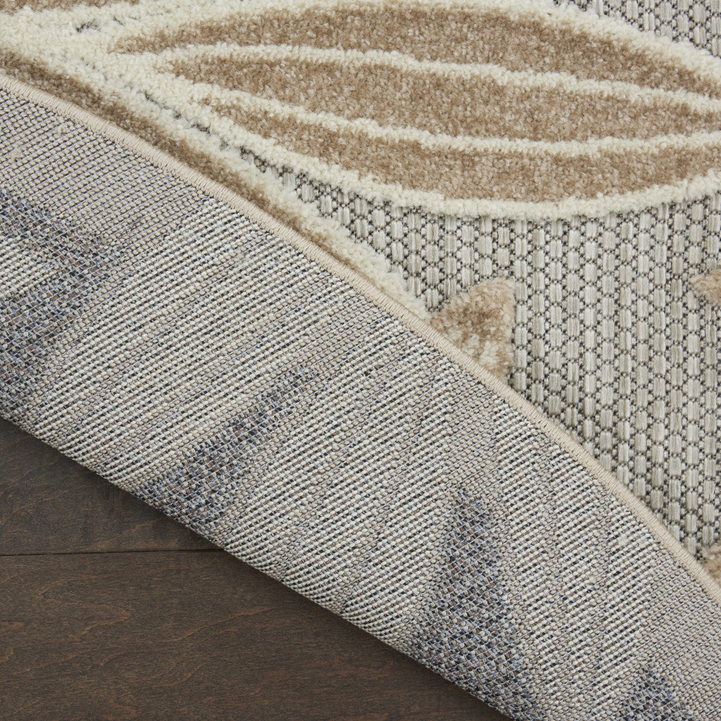 6' X 9' Gray And Ivory Floral Indoor Outdoor Area Rug-Outdoor Rugs-DECOROLALA