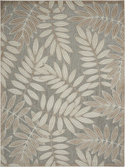 6' X 9' Gray And Ivory Floral Indoor Outdoor Area Rug-Outdoor Rugs-DECOROLALA