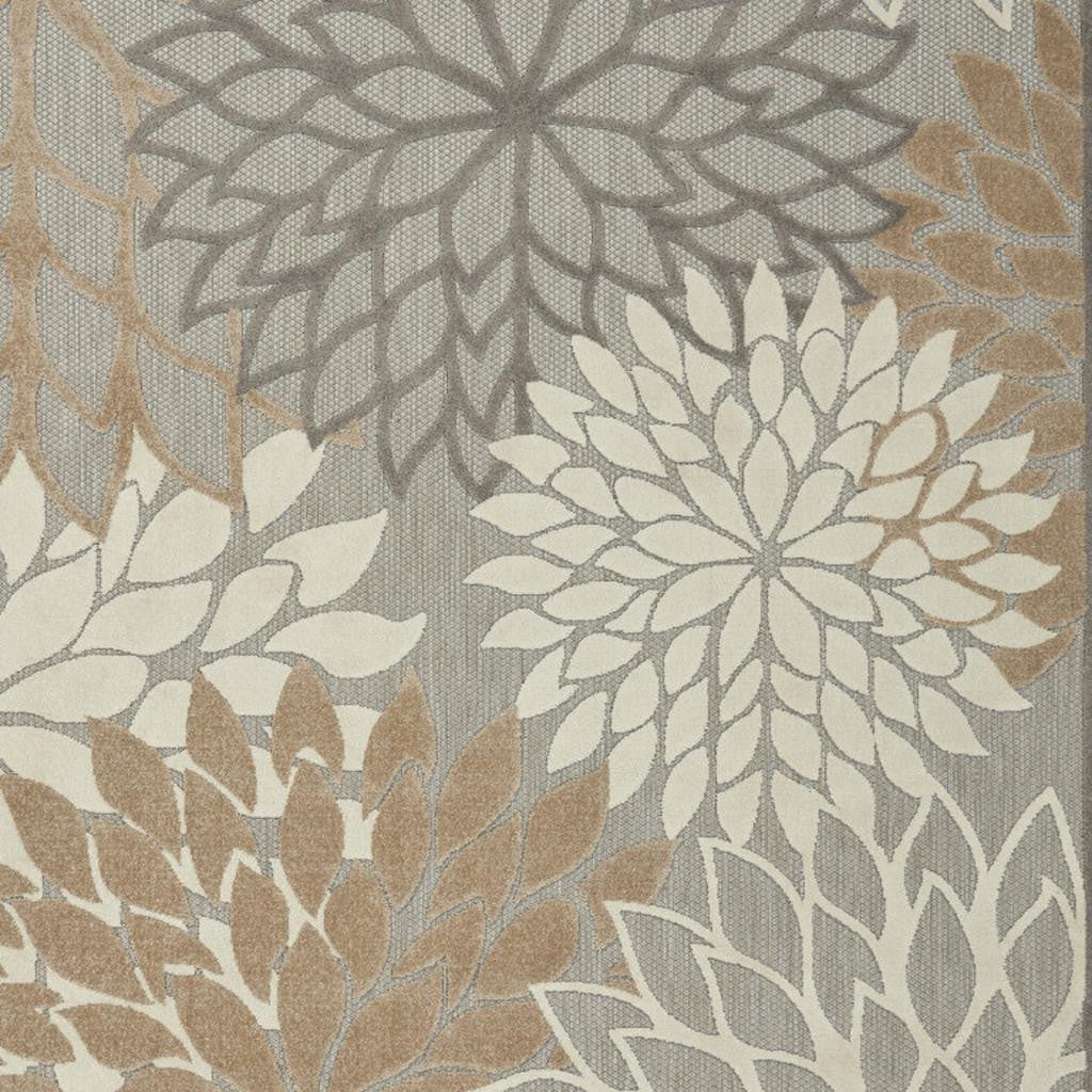 6' X 9' Gray And Ivory Indoor Outdoor Area Rug-Outdoor Rugs-DECOROLALA