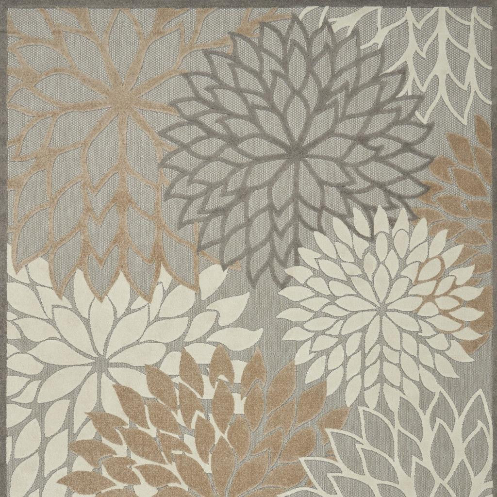 6' X 9' Gray And Ivory Indoor Outdoor Area Rug-Outdoor Rugs-DECOROLALA