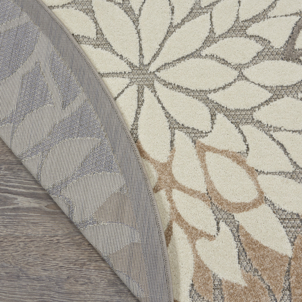 6' X 9' Gray And Ivory Indoor Outdoor Area Rug-Outdoor Rugs-DECOROLALA