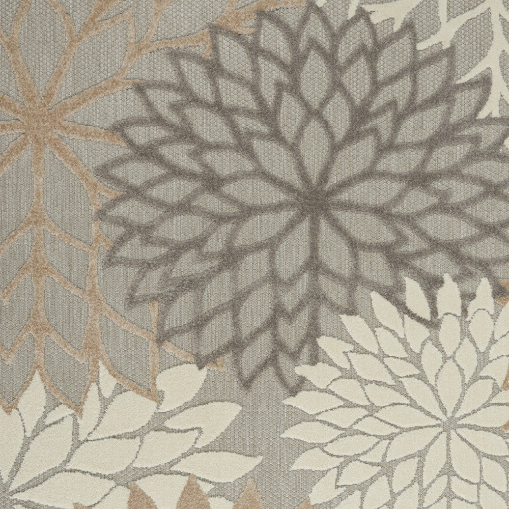 6' X 9' Gray And Ivory Indoor Outdoor Area Rug-Outdoor Rugs-DECOROLALA