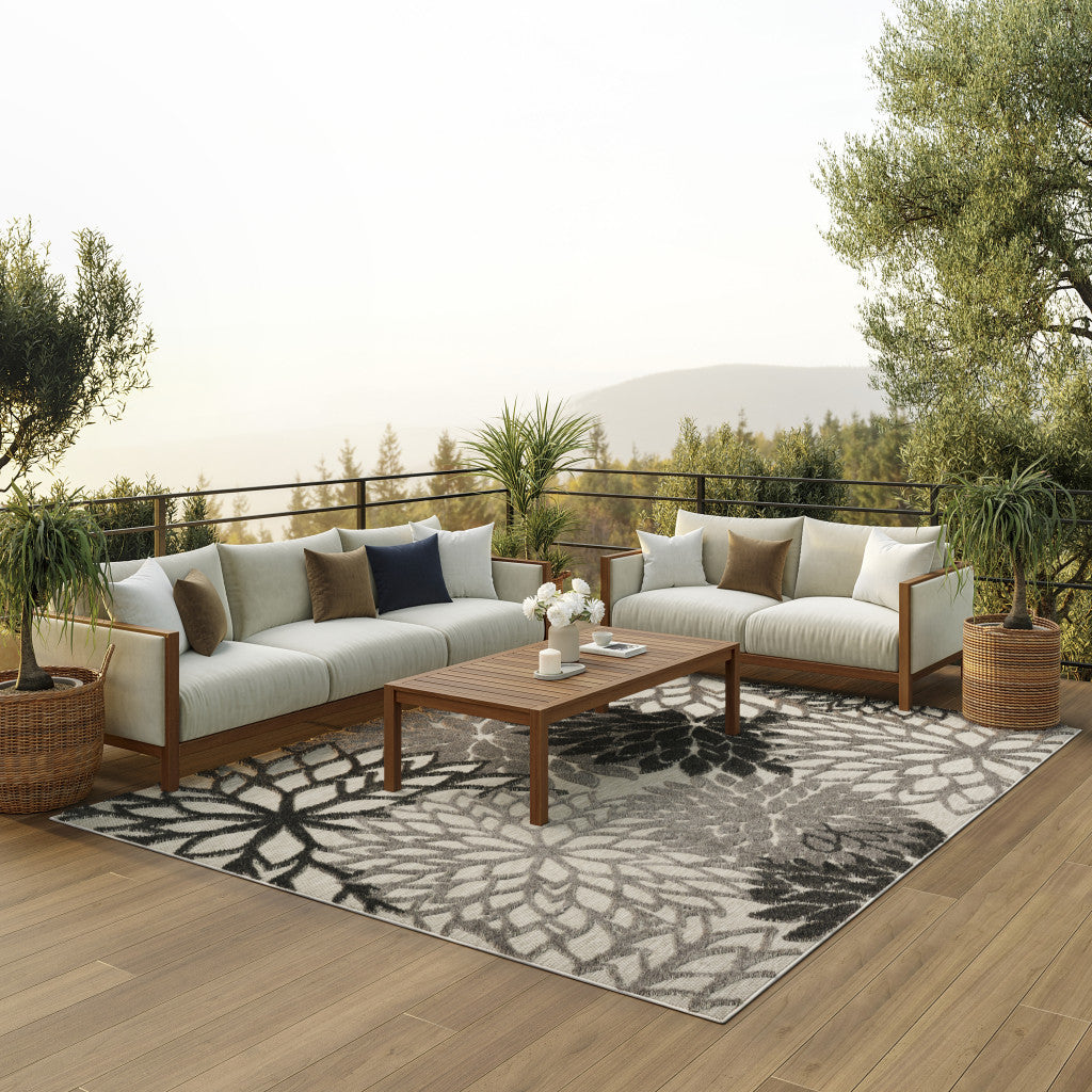 6' X 9' Gray Indoor Outdoor Area Rug-Outdoor Rugs-DECOROLALA