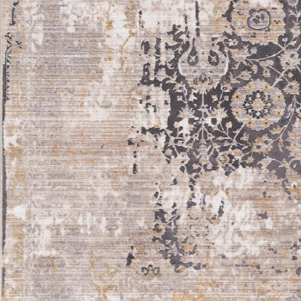 6' X 9' Gray and Ivory Oriental Non Skid Area Rug-Area Rugs-DECOROLALA