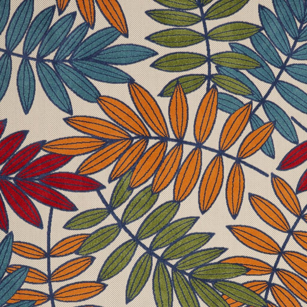 6' X 9' Ivory And Blue Floral Indoor Outdoor Area Rug-Outdoor Rugs-DECOROLALA