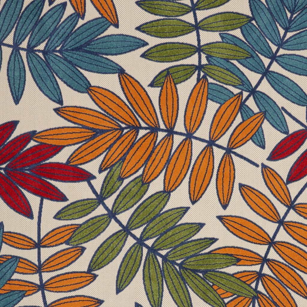 6' X 9' Ivory And Blue Floral Indoor Outdoor Area Rug-Outdoor Rugs-DECOROLALA