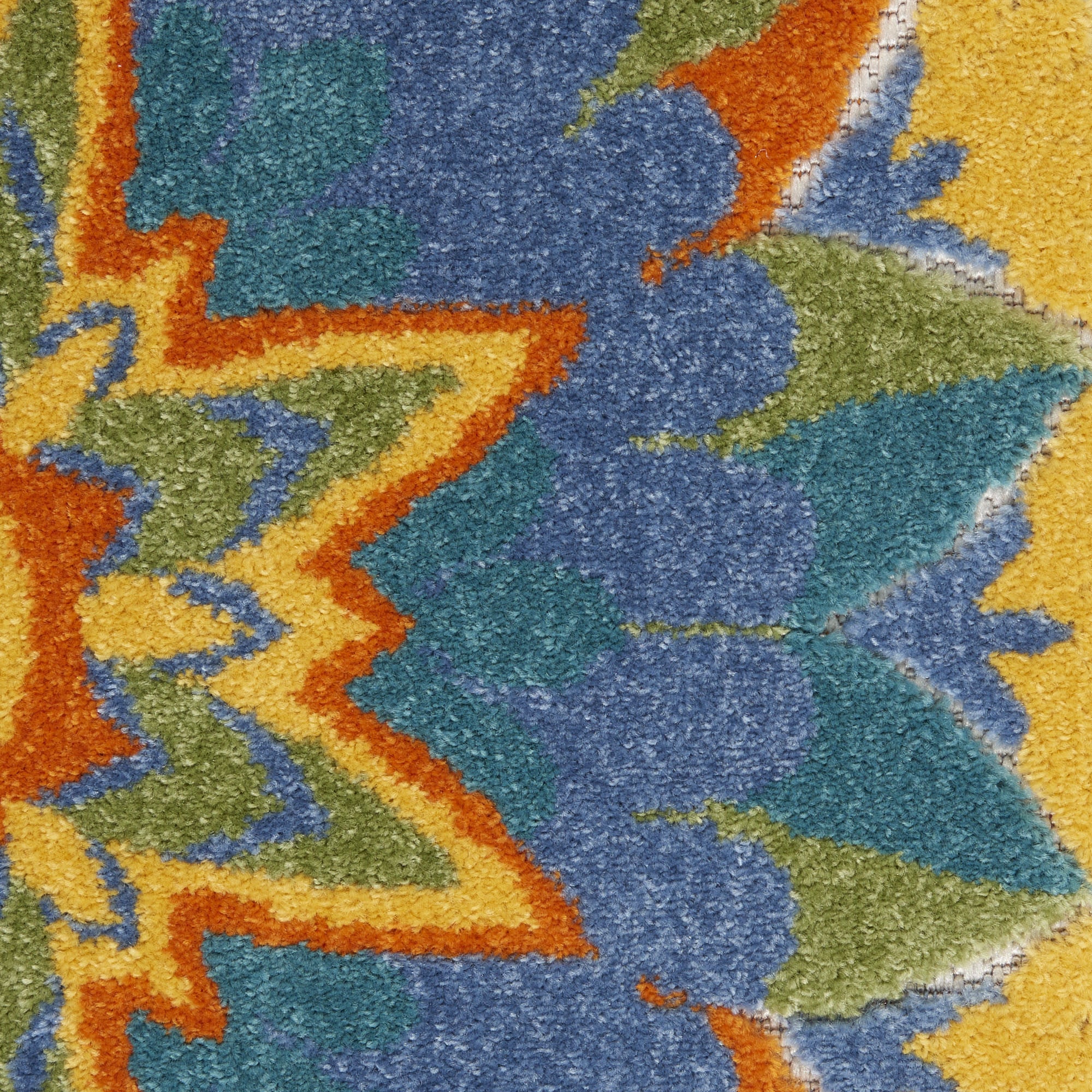 6' X 9' Ivory And Blue Floral Indoor Outdoor Area Rug-Outdoor Rugs-DECOROLALA