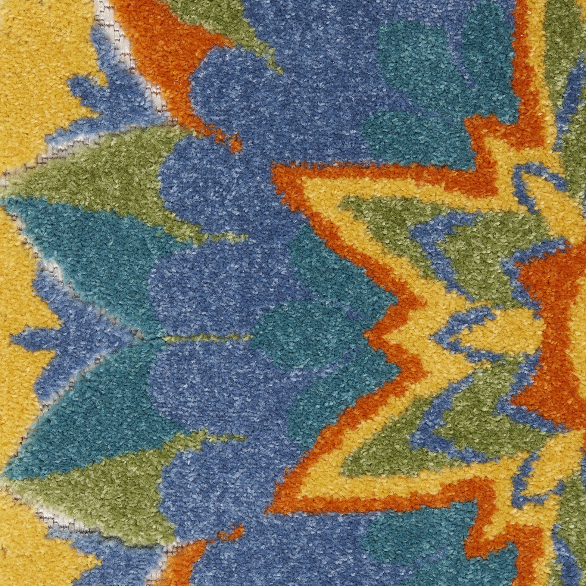 6' X 9' Ivory And Blue Floral Indoor Outdoor Area Rug-Outdoor Rugs-DECOROLALA