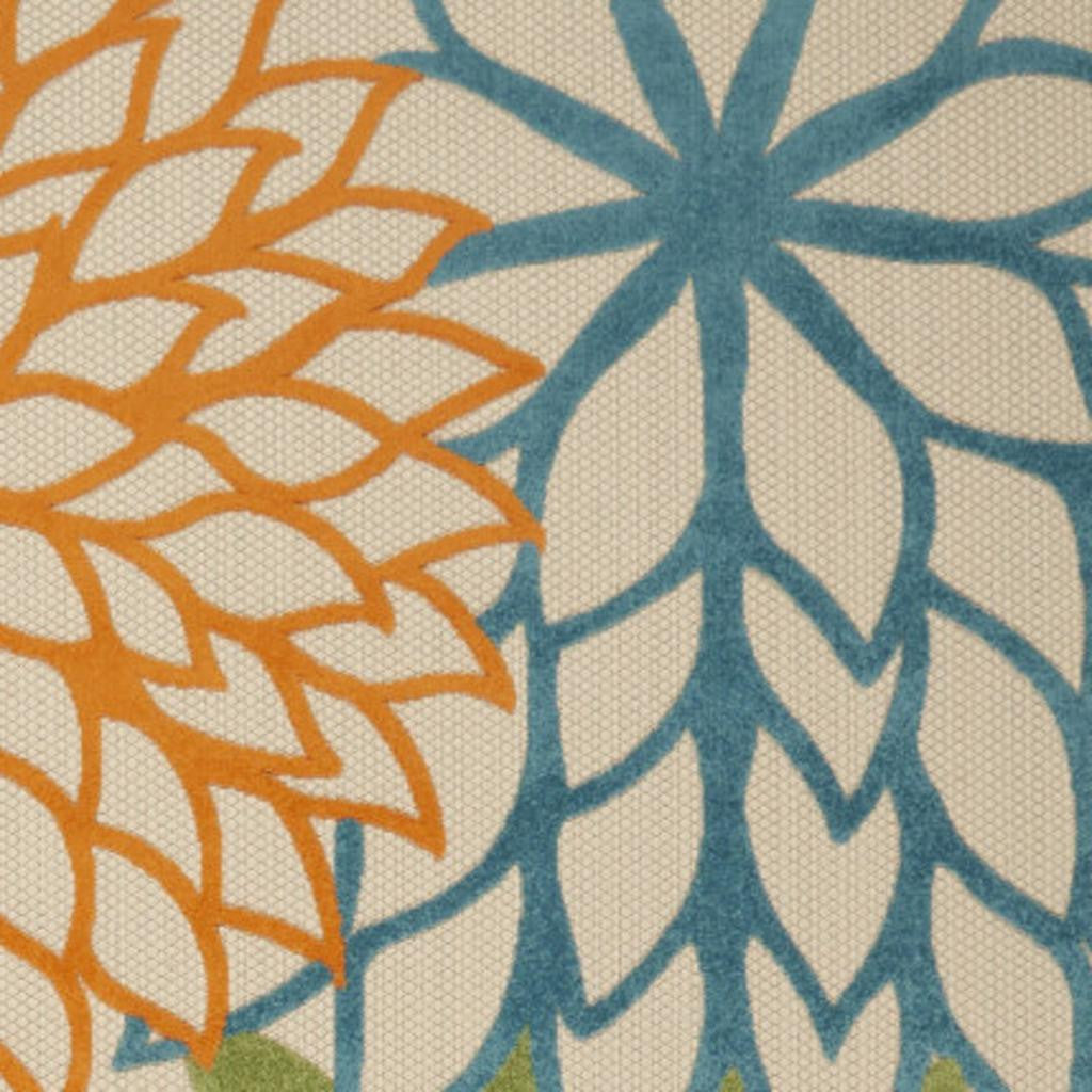 6' X 9' Ivory And Blue Floral Indoor Outdoor Area Rug-Outdoor Rugs-DECOROLALA