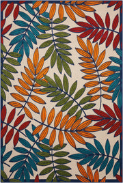 6' X 9' Ivory And Blue Floral Indoor Outdoor Area Rug-Outdoor Rugs-DECOROLALA