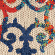 6' X 9' Ivory And Blue Indoor Outdoor Area Rug-Outdoor Rugs-DECOROLALA