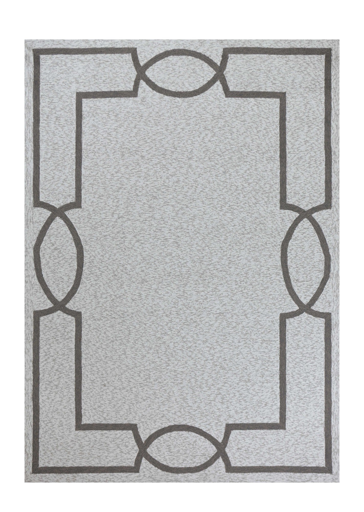 6' X 9' Ivory And Gray Geometric Hand Hooked Area Rug-Area Rugs-DECOROLALA