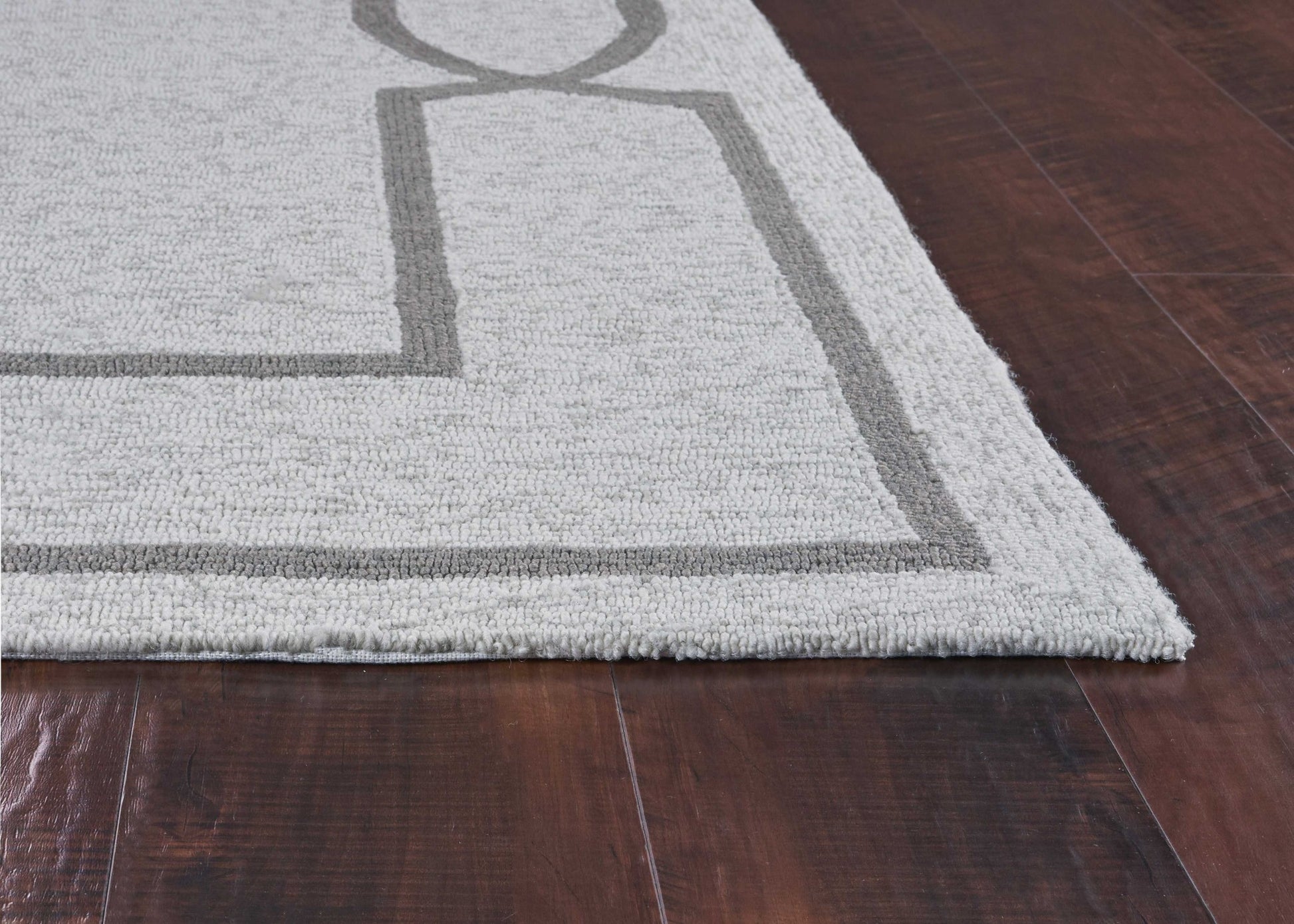 6' X 9' Ivory And Gray Geometric Hand Hooked Area Rug-Area Rugs-DECOROLALA