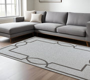 6' X 9' Ivory And Gray Geometric Hand Hooked Area Rug-Area Rugs-DECOROLALA