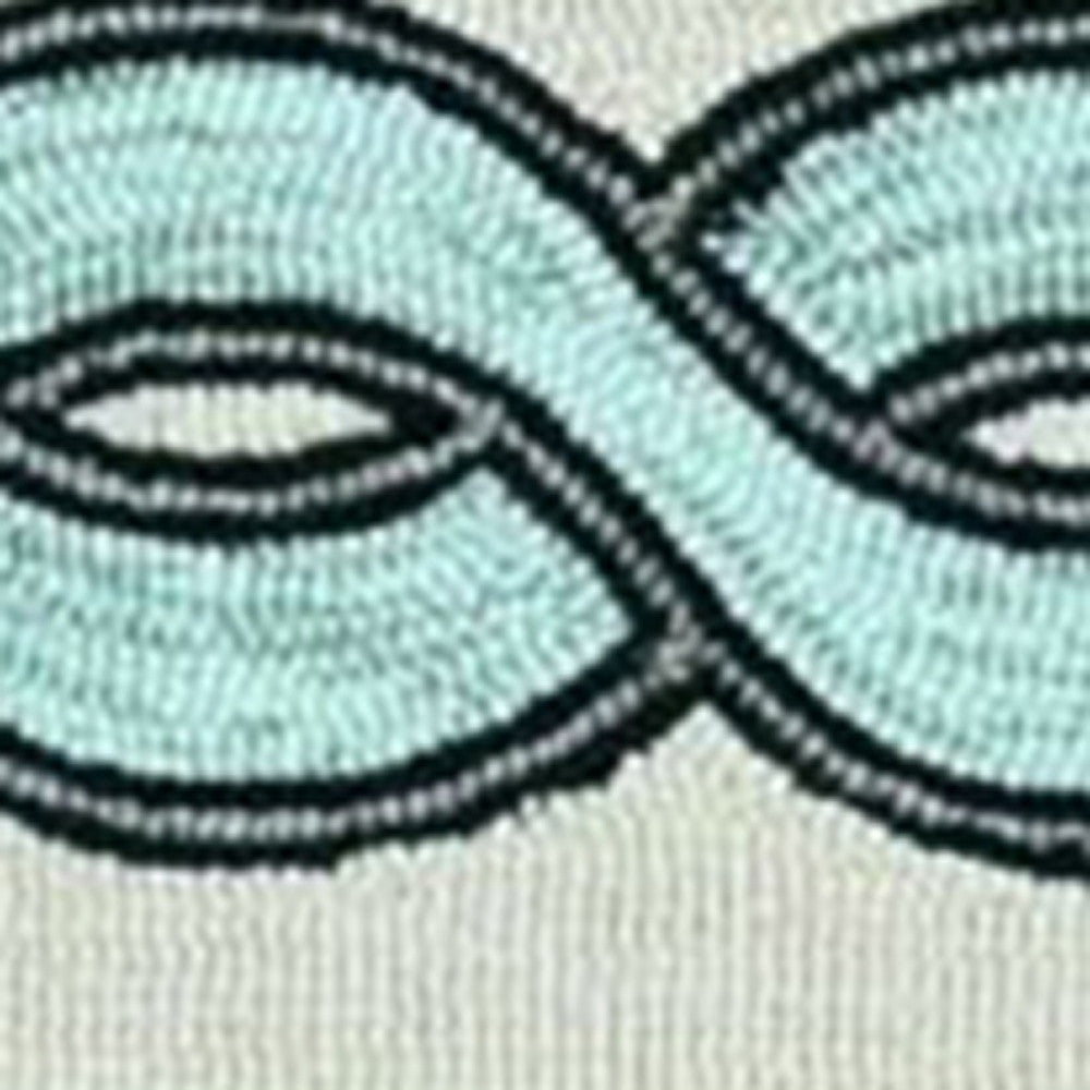 6' X 9' Ivory Light Blue And Gray Geometric Hand Hooked Area Rug-Area Rugs-DECOROLALA