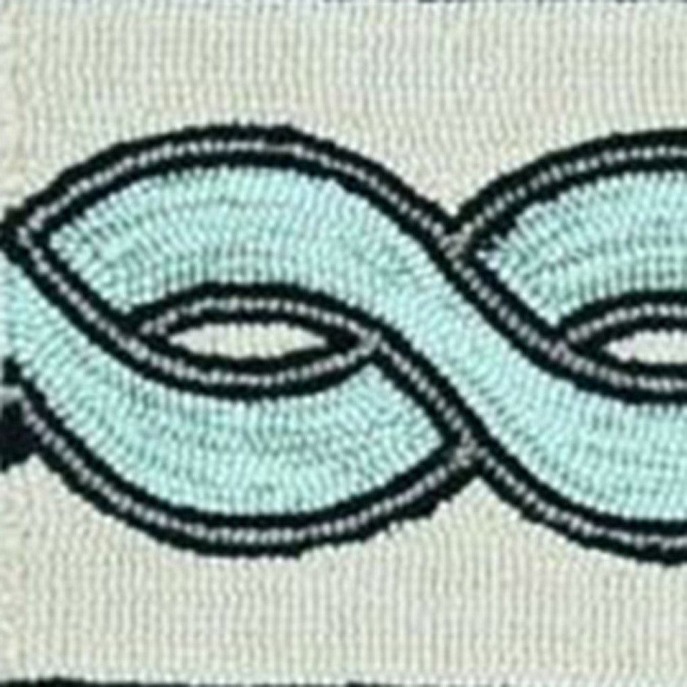 6' X 9' Ivory Light Blue And Gray Geometric Hand Hooked Area Rug-Area Rugs-DECOROLALA