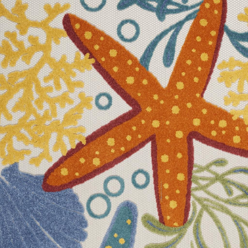 6' X 9' Yellow And Ivory Indoor Outdoor Area Rug-Outdoor Rugs-DECOROLALA