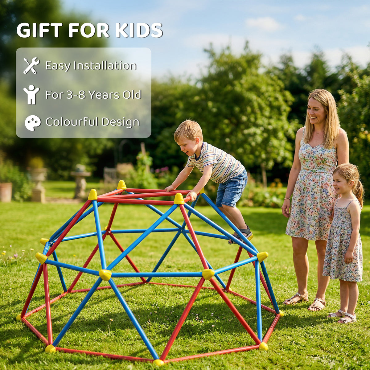 6 FT Climbing Dome Geometric Jungle Gym w/ Rust and UV-Resistant Steel, Up to 396 lbs, for 1-4 Children Aged 3-8 Years-Toys & Games > Kids Outdoor Play > Gym Sets & Swings-DECOROLALA
