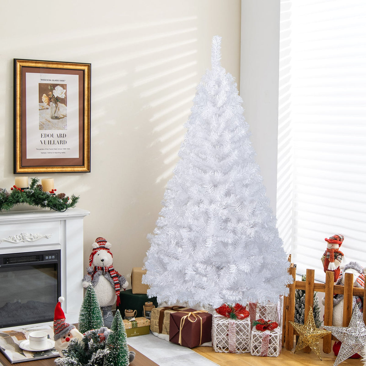 6 ft White Christmas Tree with Solid Metal Stand-6 ft-Christmas Trees-DECOROLALA