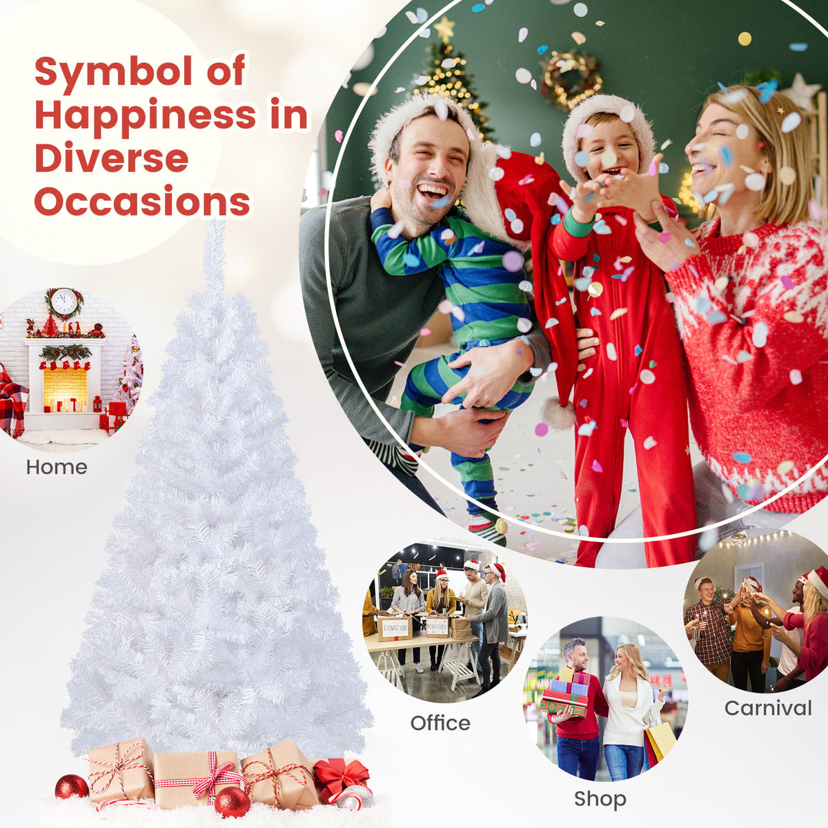 6 ft White Christmas Tree with Solid Metal Stand-6 ft-Christmas Trees-DECOROLALA