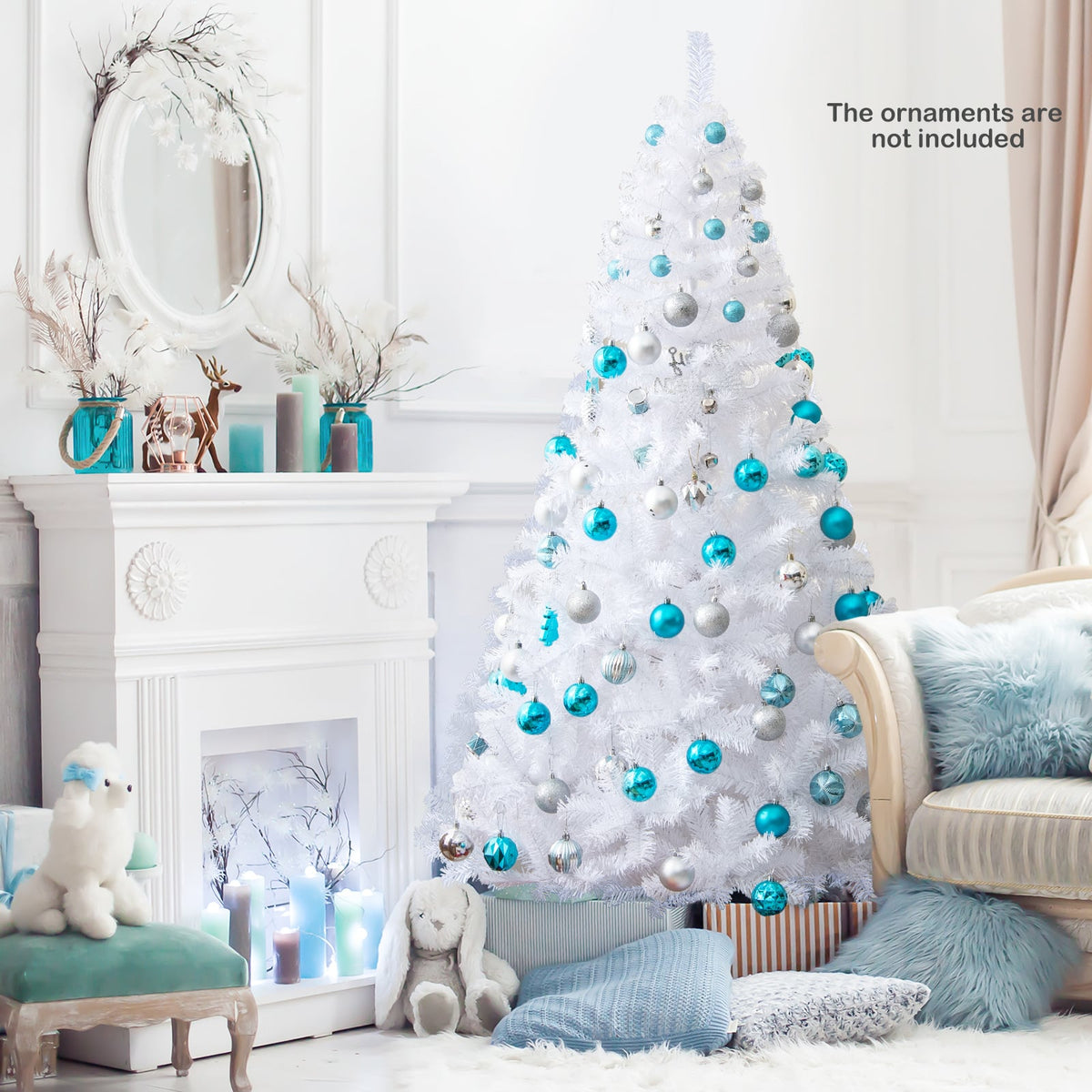 6 ft White Christmas Tree with Solid Metal Stand-6 ft-Christmas Trees-DECOROLALA