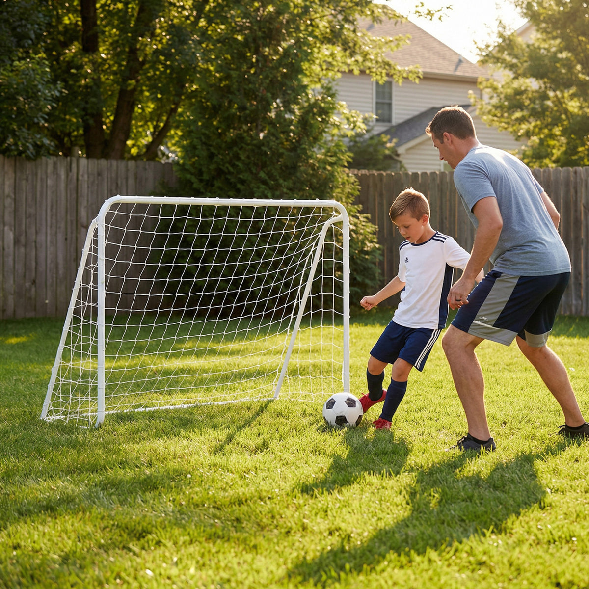 6 ft x 4 ft Soccer Goal Set for Backyard 2-in-1 Football Net with Removable Target Cloth-Sporting Goods-DECOROLALA