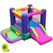 6-in-1 Bouncy Castle Inflatable Bounce House with Slide and Ball Pit with 370W Blower