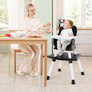 6-in-1 Convertible Baby High Chair with Adjustable Removable Tray-Black-High Chairs-DECOROLALA