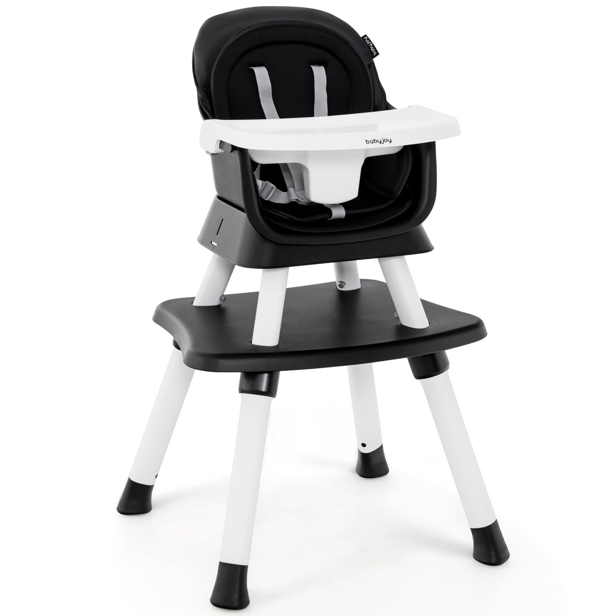 6-in-1 Convertible Baby High Chair with Adjustable Removable Tray-Black-High Chairs-DECOROLALA